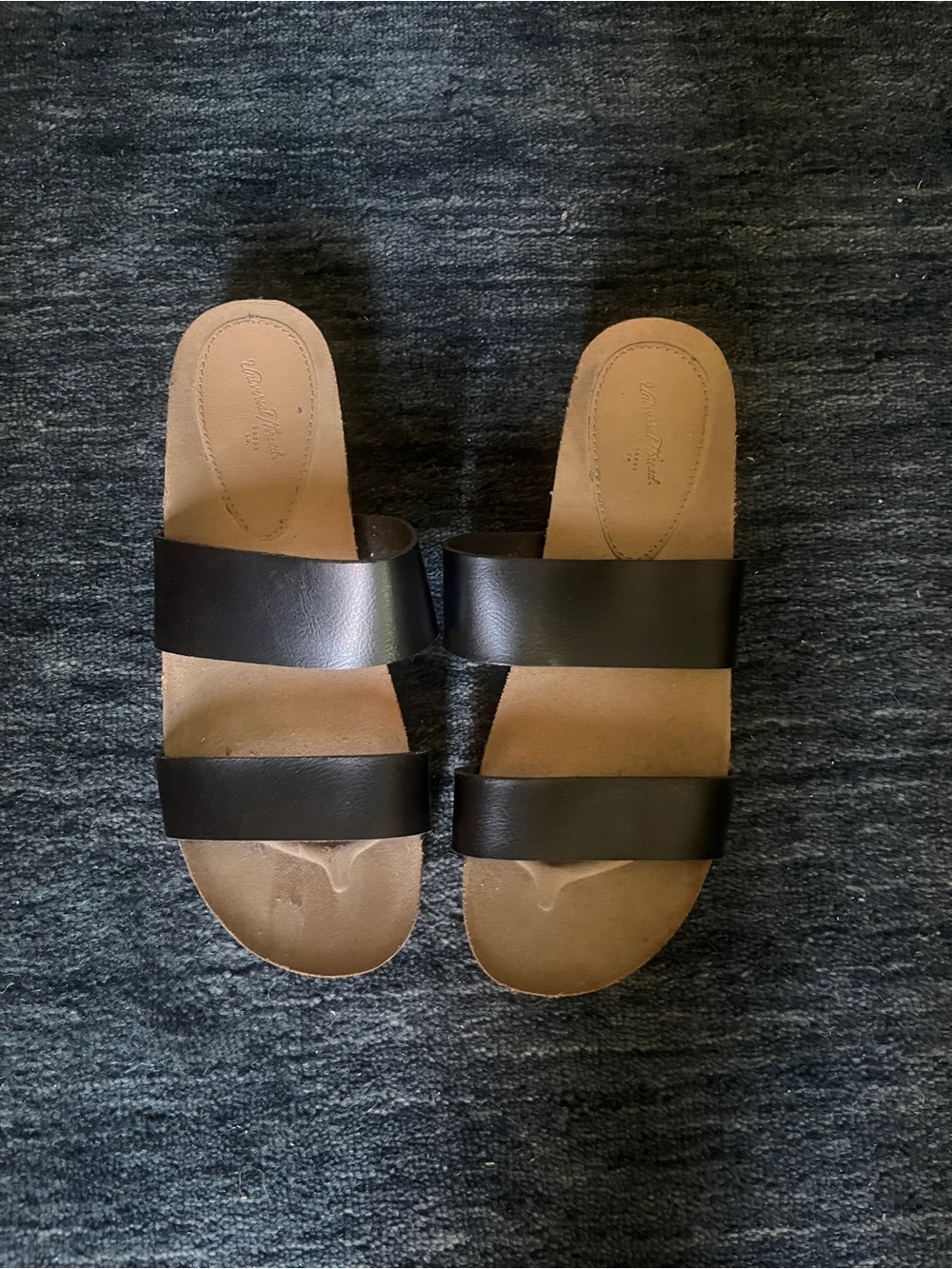 Black Double-Strap Slide Sandals